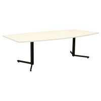 OM Boardroom Table 2.4m White on Black Legs