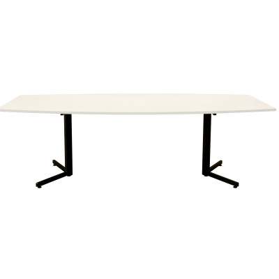 OM Boardroom Table 2.4m White on Black Legs