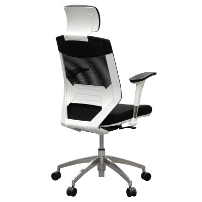 Vogue Executive Chair - White Frame Black Seat High Back Mesh Ergonomic 