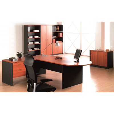 P-Shape Desk 2100mm - Cherry & Graphite