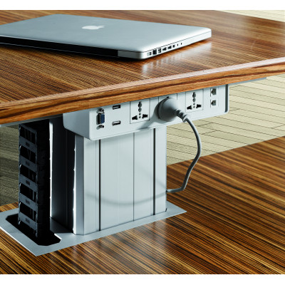 Evolution Executive Desk - Electric Height Adjustable Zebrano Wood