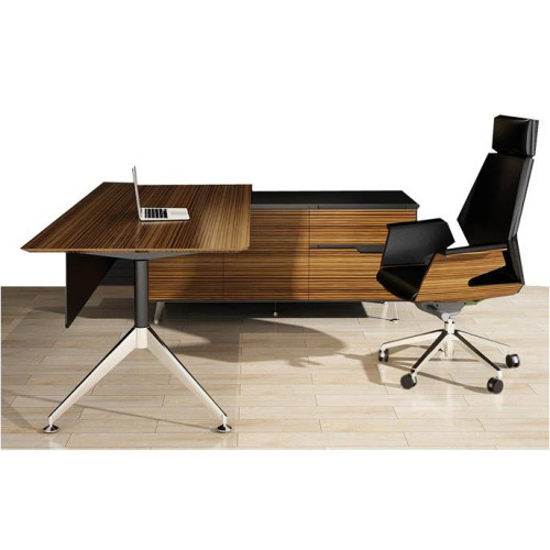 Novara Executive Desk in Zebrano Wood Veneer with Cabinet Return