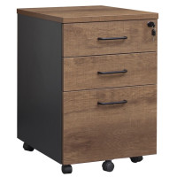 Pedestal Mobile 3 Drawer - Walnut and Graphite