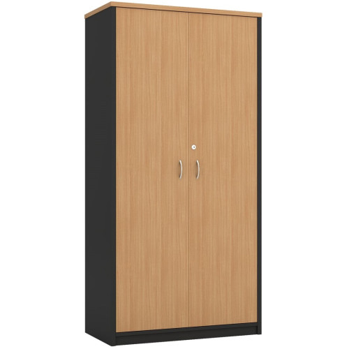 Cupboard Full Doors Lockable in Beech and Graphite