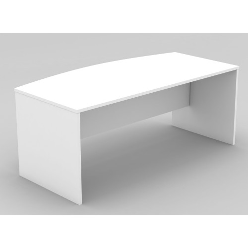 Bow Front Office Desk All White