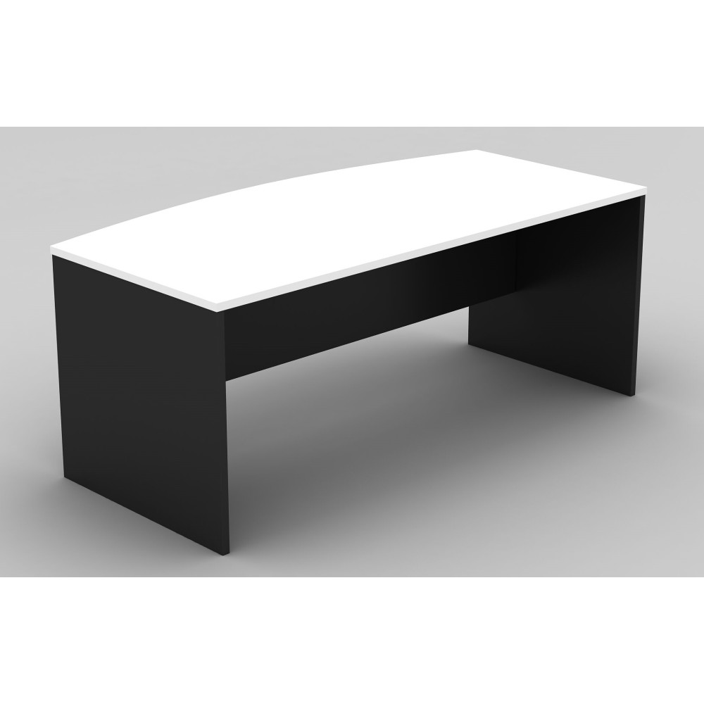 Bow Front Office Desk White and Graphite