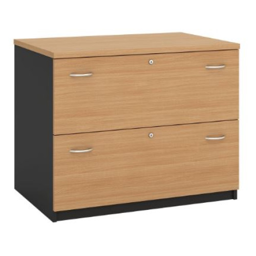Lateral Filing Cabinet - 2 Drawer Beech and Graphite
