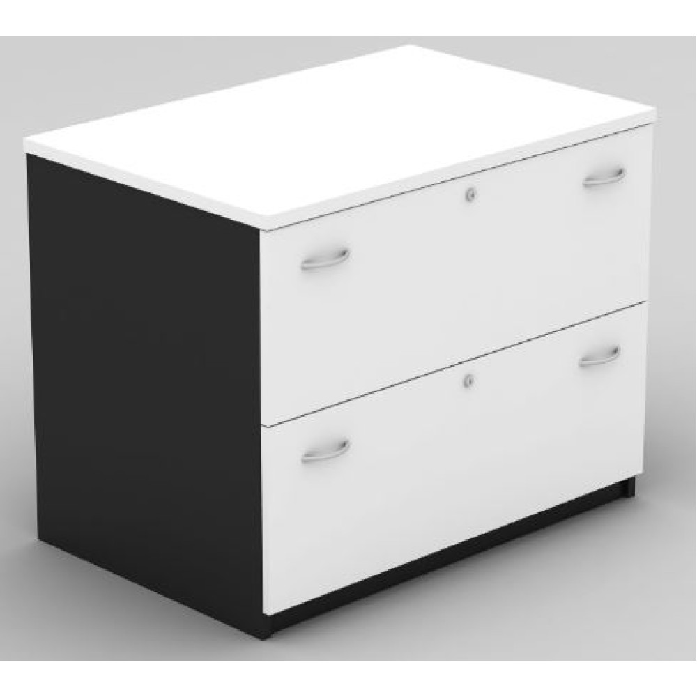 Lateral Filing Cabinet - 2 Drawer White and Graphite