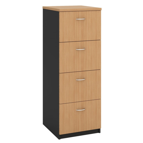 Filing Cabinet - 4 Drawer Beech and Graphite