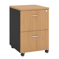 Pedestal Mobile 2 Drawer - Beech and Graphite