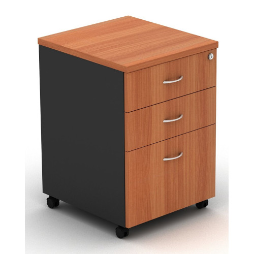 Pedestal Mobile 3 Drawer - Cherry and Graphite