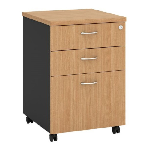 Pedestal Mobile 3 Drawer - Beech and Graphite