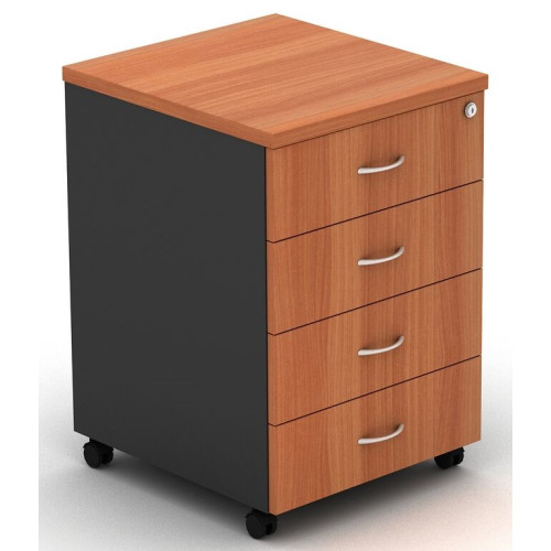 Pedestal Mobile 4 Drawer - Cherry and Graphite