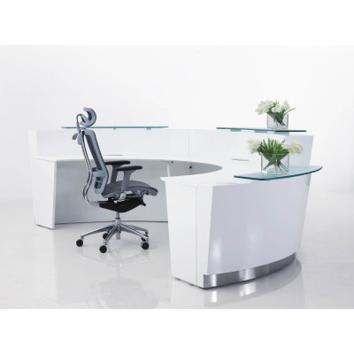 Evo Reception Desk Gloss White 3 Piece