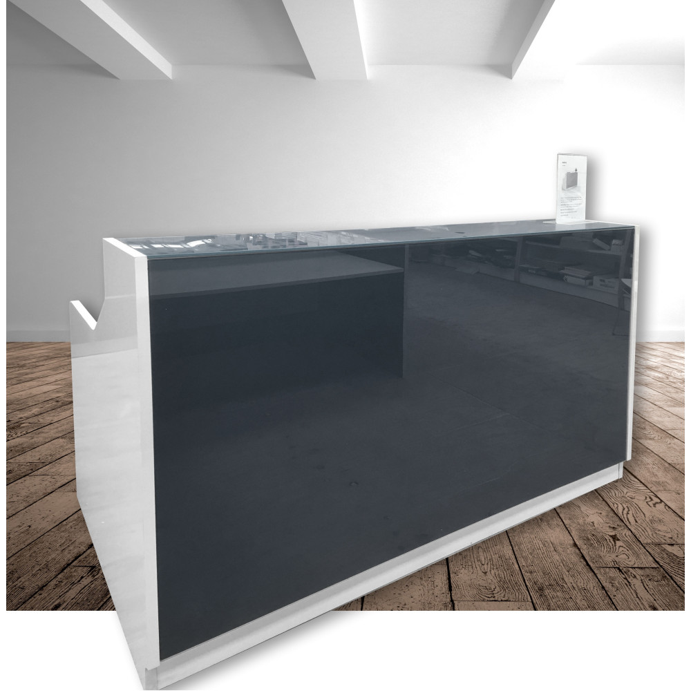 Roma Glass Reception Desk Grey & White