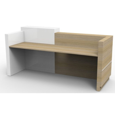 Sempre Reception Desk - White and Natural Oak