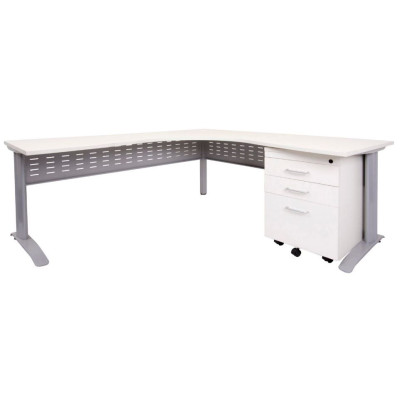 Rapid Span Corner Workstation - White Top with Choice of Bases