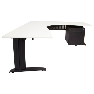 Rapid Span Corner Workstation - White Top with Choice of Bases
